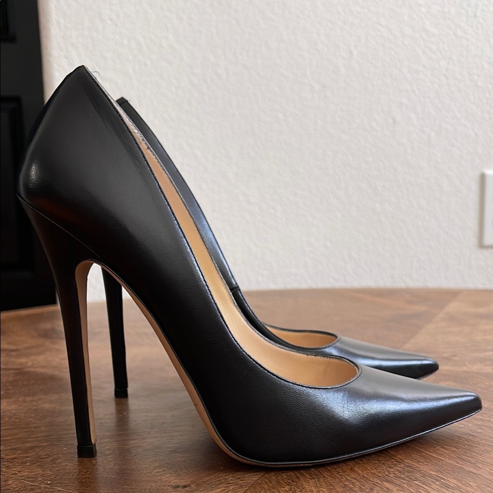 JIMMY CHOO Anouk Black Leather Stiletto